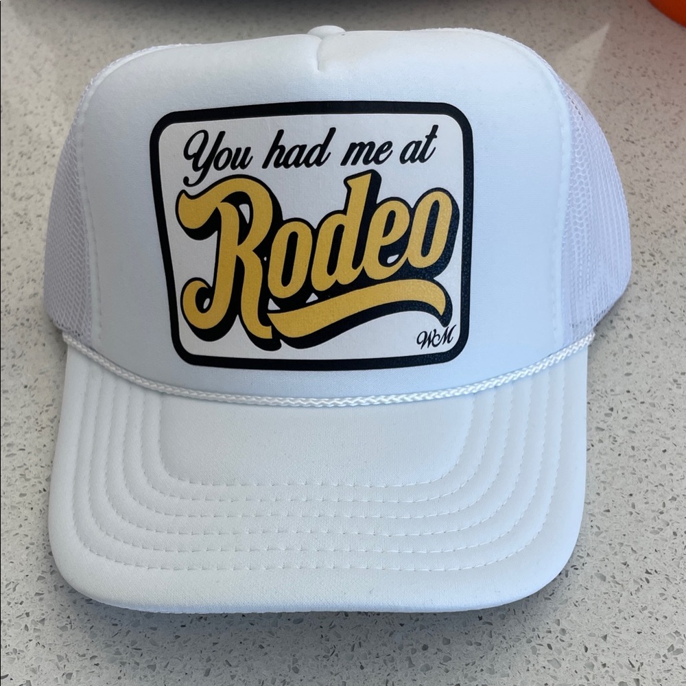 YOU HAD ME AT RODEO White, Black & Yellow Trucker Hat
